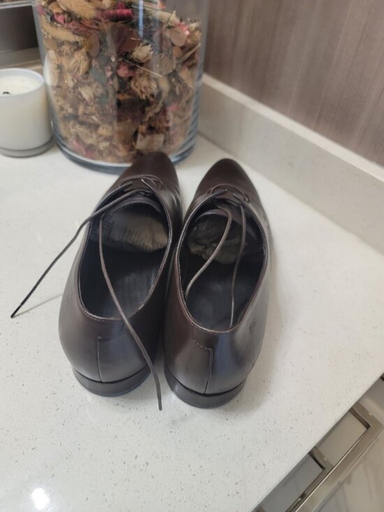 HUGO BOSS BROWN LEATHER OXFORDS SIZE  8